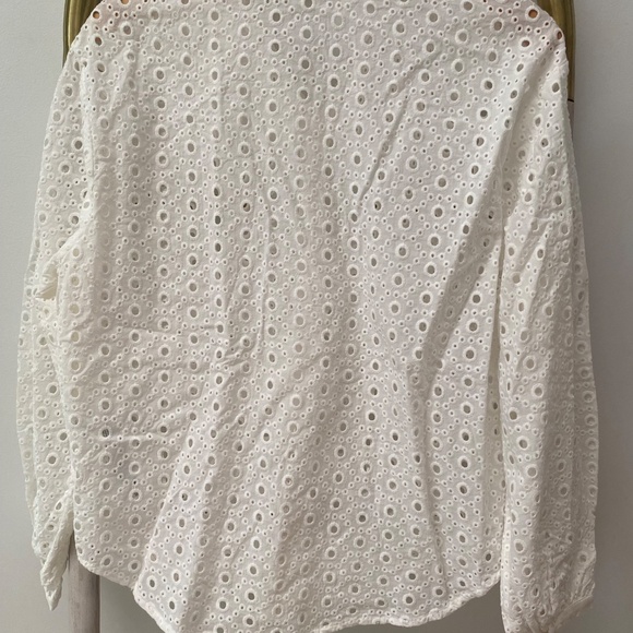 MNG by Mango Elegant Stylish White Open Eyelet 100% Cotton Blouse Shirt Size S - Picture 4 of 8